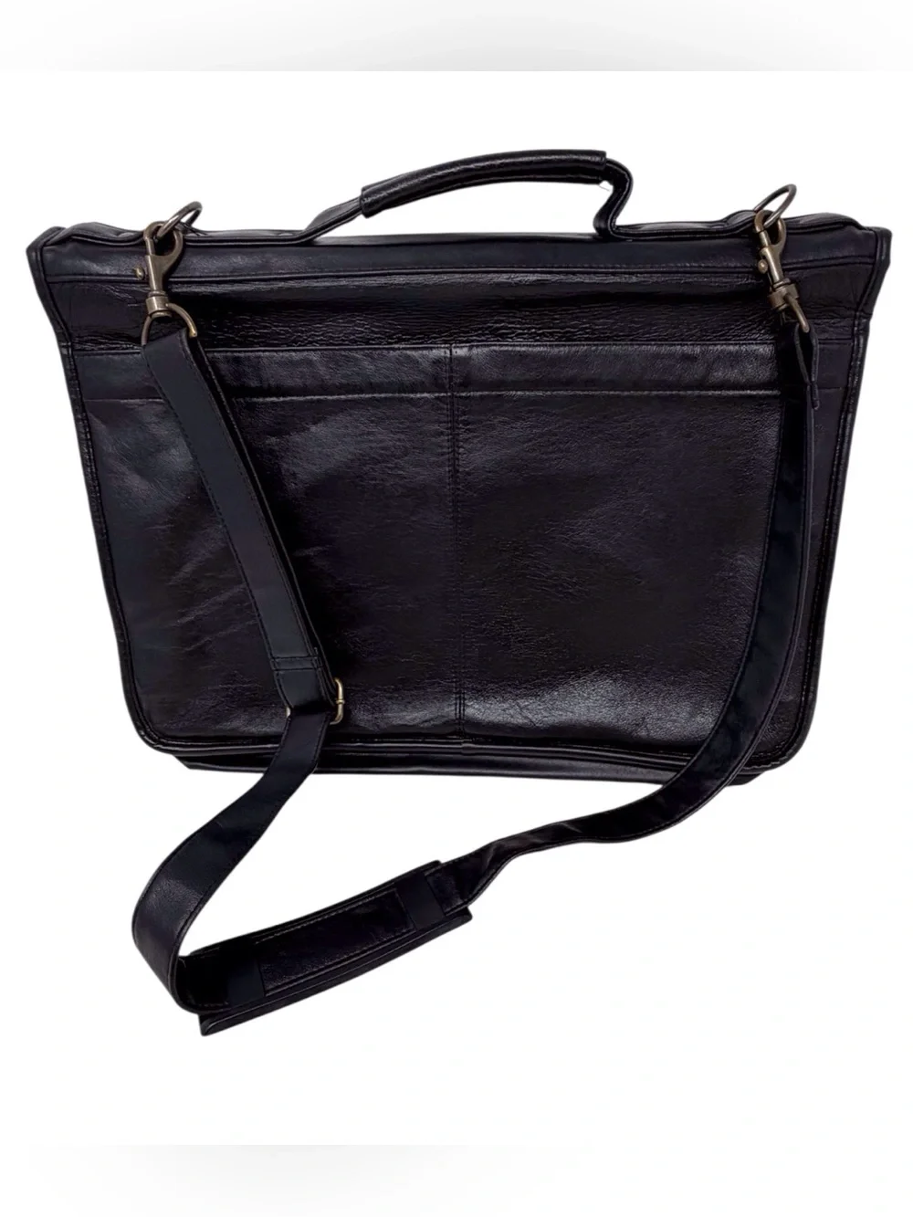 Vintage Bill Blass Black Leather Laptop/Briefcase/Messenger Bag adjustable strap